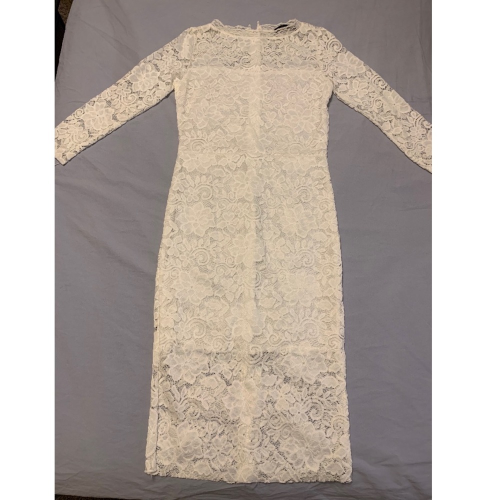 Mid calf white lace dress